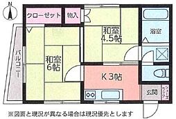 嶋津コーポ 2Kの間取図画像