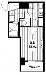 都営三田線 三田駅 徒歩5分の賃貸マンション 6階1Kの間取り