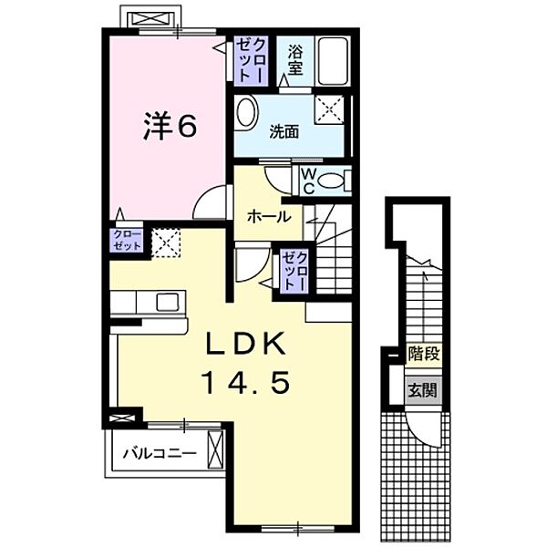 メゾン　ドゥ　ノエル ｜大阪府泉佐野市中町４丁目(賃貸アパート1LDK・2階・55.30㎡)の写真 その2