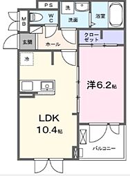 フォンテーヌIII 1LDKの間取図画像