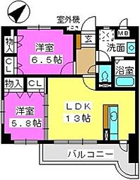 アムール古水 2LDKの間取図画像