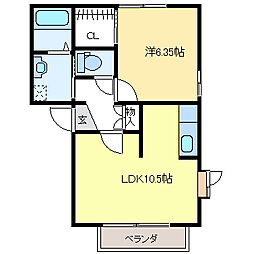 ビィブレB 1LDKの間取図画像
