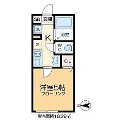 メルディア北綾瀬V 1階1Kの間取り