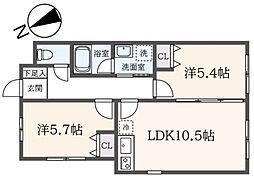 東亜建設第11ビル 2LDKの間取図画像
