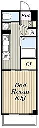 アルテール湘南 1Kの間取図画像