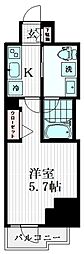 AXASレジデンス目黒東 5階1Kの間取り