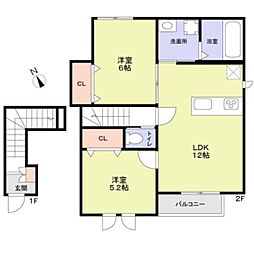 グランプレイス越谷 2LDKの間取図画像