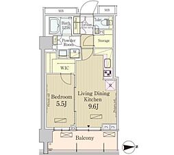 パークアクシス池田山 1LDKの間取図画像