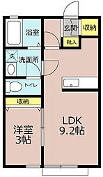 JR常磐線 石岡駅 徒歩12分の賃貸アパート 2階1LDKの間取り