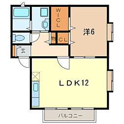 ソレジオA 1LDKの間取図画像