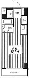伊勢亀ビルスカイコート武蔵関 ワンルームの間取図画像
