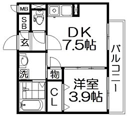 YNレジデンス 1DKの間取図画像