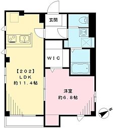 ラシーネ 2階1LDKの間取り