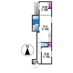 グランルーベル 2DKの間取図画像