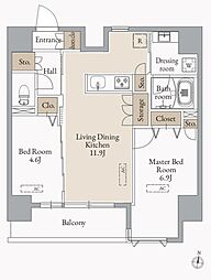 JMF-Residence蔵前鳥越 2LDKの間取図画像