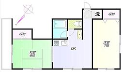 村山ビル 2DKの間取図画像