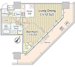 ユニゾンタワー東中野 1LDKの間取図画像
