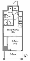 江東区亀戸2丁目マンション 1DKの間取図画像