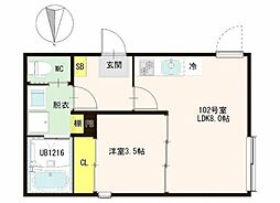 スマートテラス綾瀬 1LDKの間取図画像