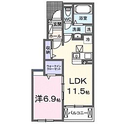 La Casa Mia Uno 1LDKの間取図画像