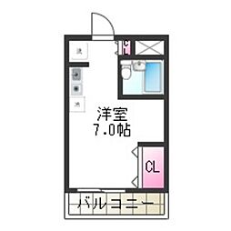 ヌーベルコート三国ヶ丘 ワンルームの間取図画像