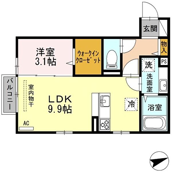 ラ・フレーズ 206｜新潟県長岡市蓮潟１丁目(賃貸アパート1LDK・2階・34.76㎡)の写真 その2