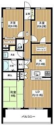 日神パレステージ本厚木リバースクエア 3LDKの間取図画像