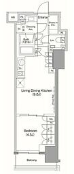 ザ・パークハビオ目黒桜邸 1LDKの間取図画像