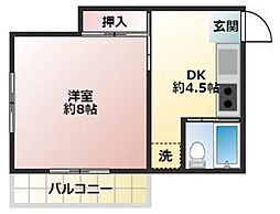 キャナルハクヨー 1DKの間取図画像