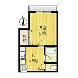 ハイツ織田 1Kの間取図画像