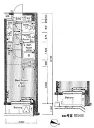 プレール学芸大学参番館 1Kの間取図画像