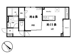 エルデ武蔵小山B 1LDKの間取図画像