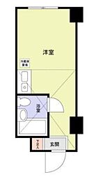 ダイヤモンドビル東日本橋第三 1階ワンルームの間取り