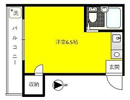 コーポ若草 ワンルームの間取図画像