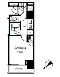 東京メトロ半蔵門線 水天宮前駅 徒歩7分の賃貸マンション 2階1Kの間取り