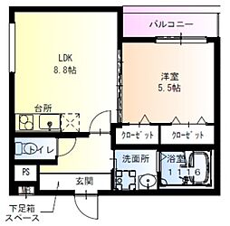 フジパレス住吉山之内 1LDKの間取図画像