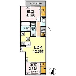 D-ROOM 原町田 2LDKの間取図画像