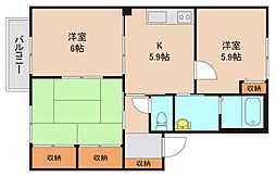 クレストハイツ 3Kの間取図画像