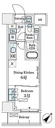パークアクシス横浜伊勢佐木町通り 1DKの間取図画像
