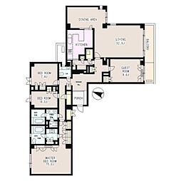 西原パーク・マンション 4階4LDKの間取り