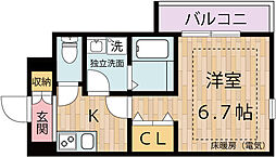 リュミエールI 1Kの間取図画像
