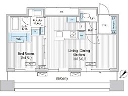 バウスフラッツ日本橋浜町 10階1LDKの間取り