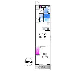 グランパシフィック生野東 1LDKの間取図画像