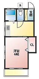 コーポファミリー 1Kの間取図画像