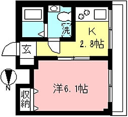 リヴェール永山 1Kの間取図画像