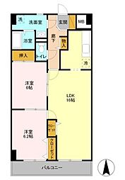 クレドール草加 2LDKの間取図画像