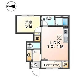 リヴィエール・アンブレ 1LDKの間取図画像