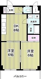 メゾン本厚木 2DKの間取図画像