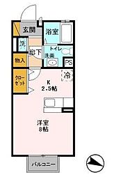 プレジール・2 ワンルームの間取図画像