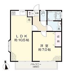 ユアハイムA 1LDKの間取図画像
